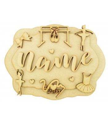 Laser Cut Personalised 3D Layered Rectangle Plaque - Ballet Themed